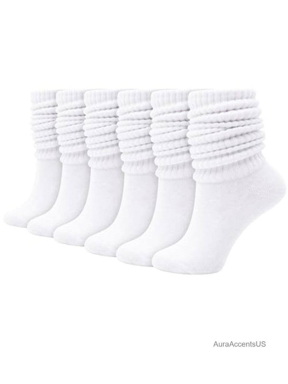 Womens Slouch Scrunch Boot Socks 6-Pair Retro Cushioned Knee High Soft Knit